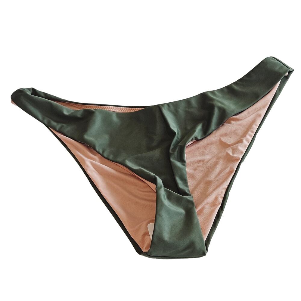 J Crew Curved Waist Cheeky Bikini‎ Bottom Green Women's Medium Swim Beach Pool